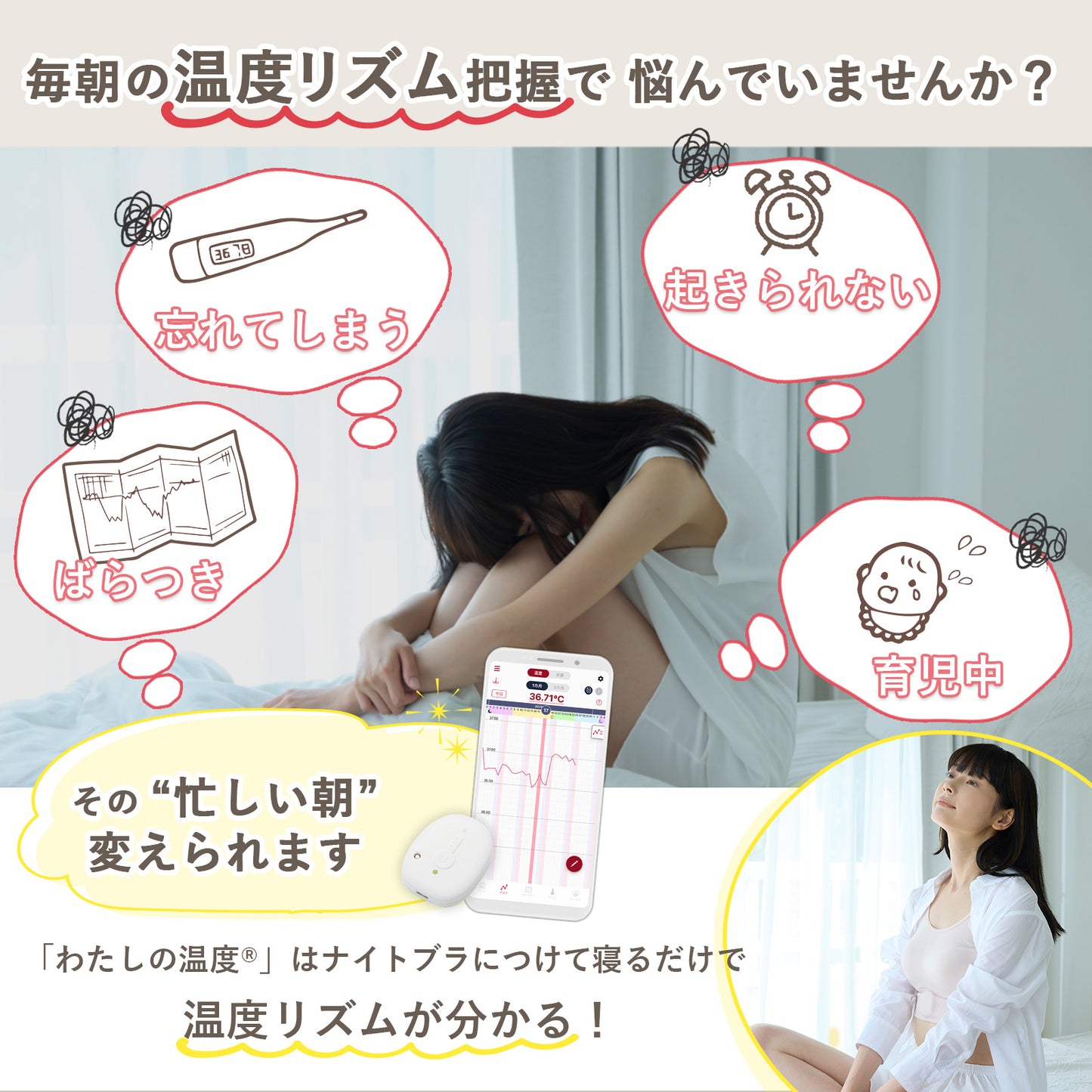 【購入】わたしの温度 専用ナイトブラ1着&デバイス 購入セット(月額費用は発生しません)